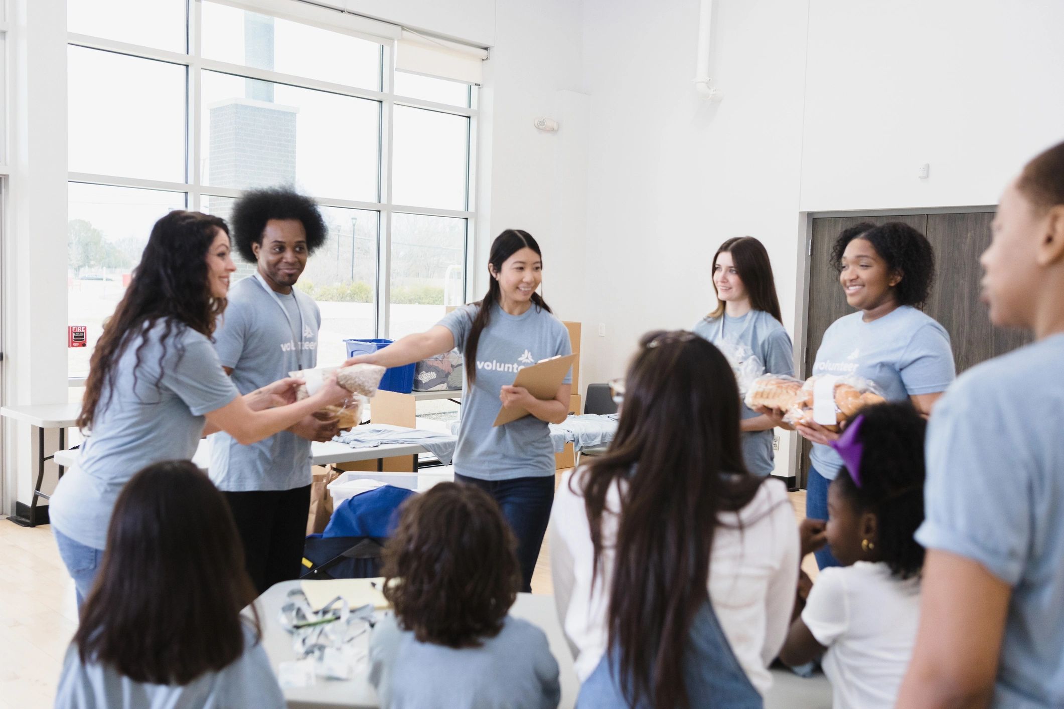 Volunteers receiving training for a community event